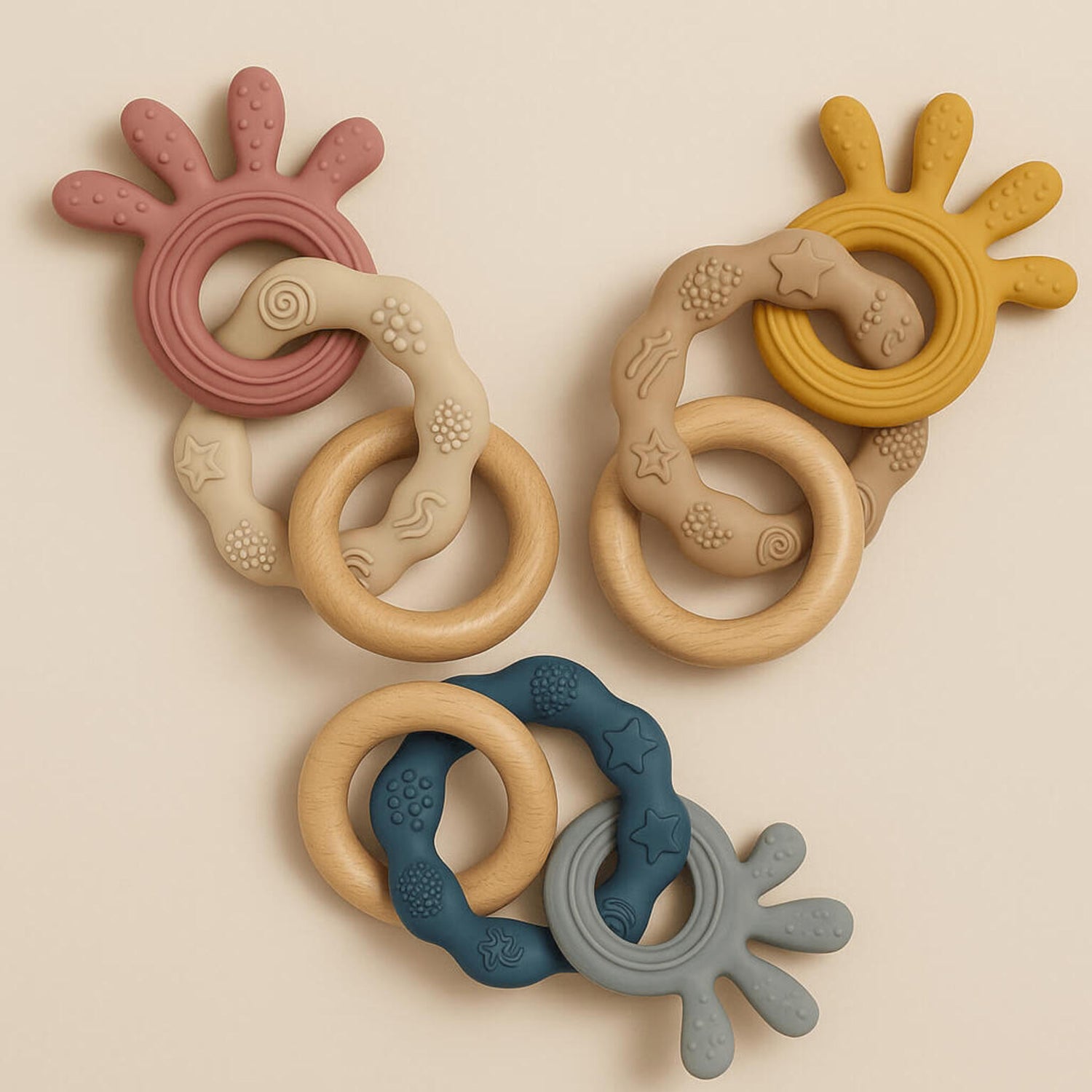 Soothing Silicone Wooden Teether Ring